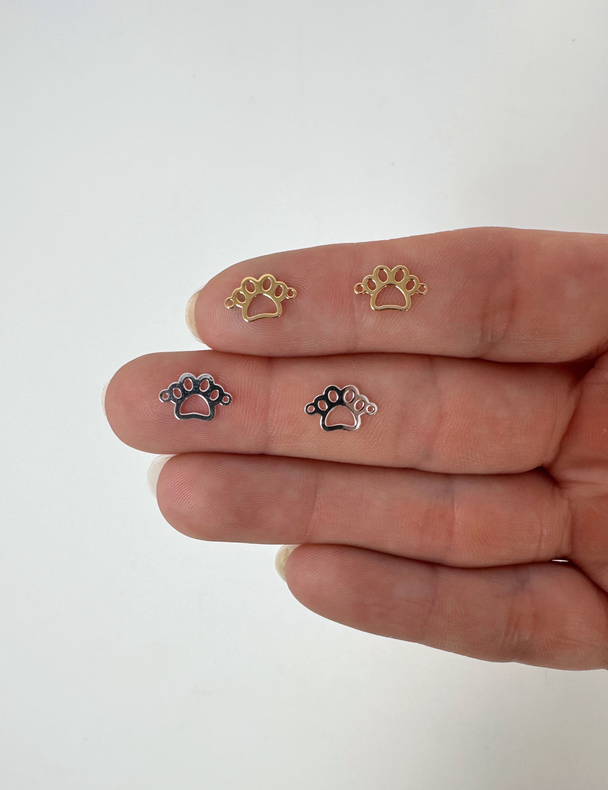 Paw Print Charm: 14k Gold Filled and 925 Sterling Silver