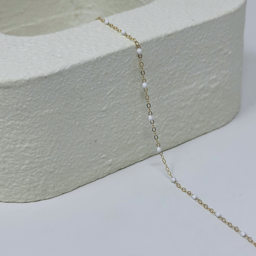 White Enamel Chain: 14k Gold Filled and 925 Sterling Silver