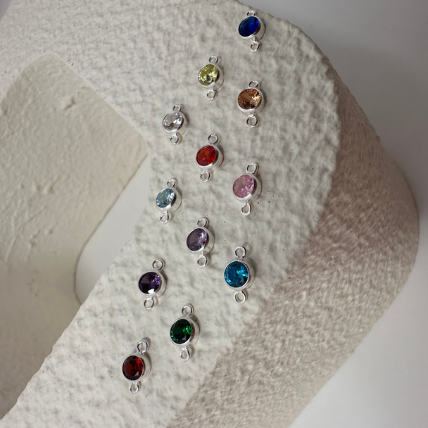 Birthstone Charm: 925 Sterling Silver