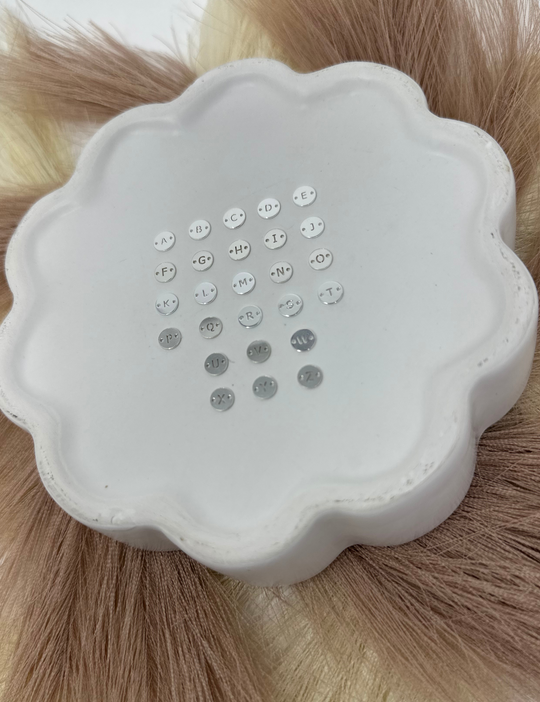 Letter Disc Charm: 925 Sterling Silver