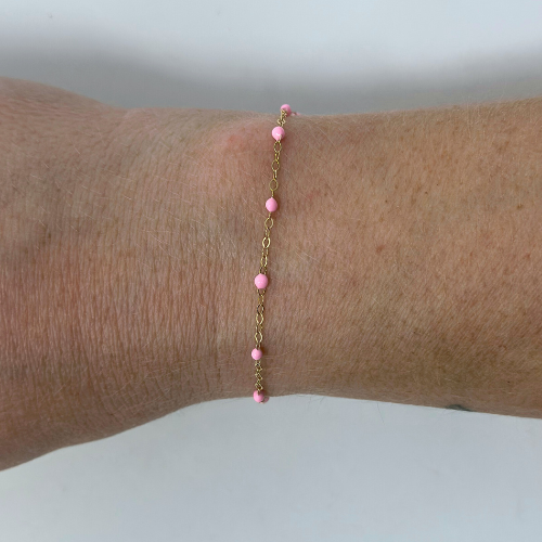 Pink Enamel Chain: 14k Gold Filled and 925 Sterling Silver