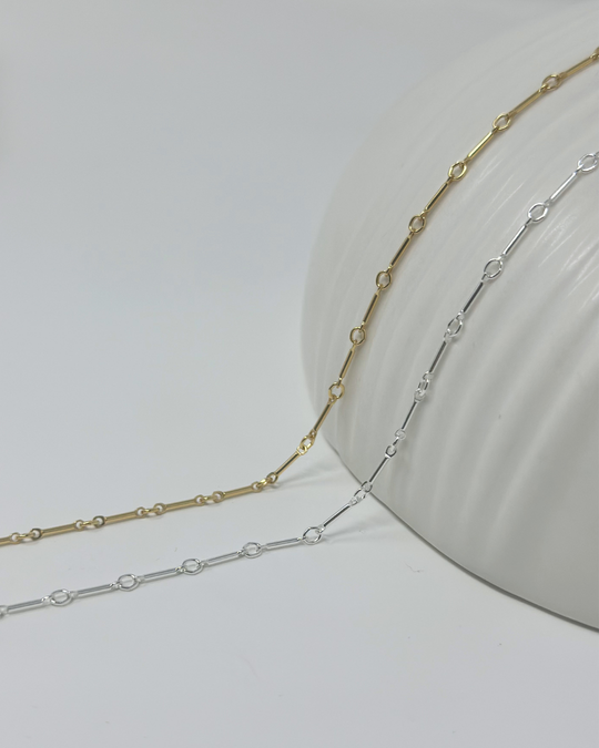Tube Bar Chain: 14k Gold Filled or 925 Sterling Silver