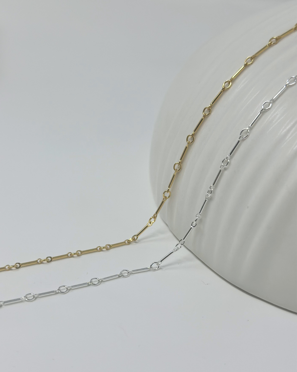 Tube Bar Chain: 14k Gold Filled or 925 Sterling Silver