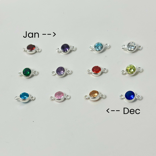 Birthstone Charm: 925 Sterling Silver