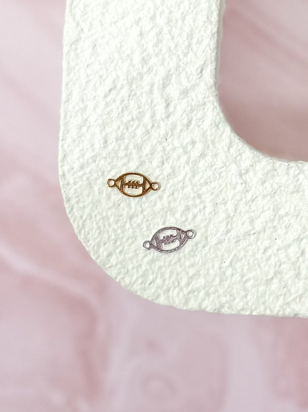 Football Charm Connector Charm: 14k Gold Filled or 925 Sterling Silver