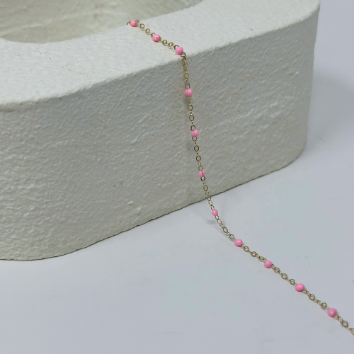 Gold Filled Pink Enamel Chain