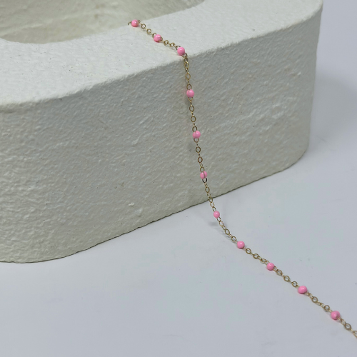 Pink Enamel Chain: 14k Gold Filled and 925 Sterling Silver