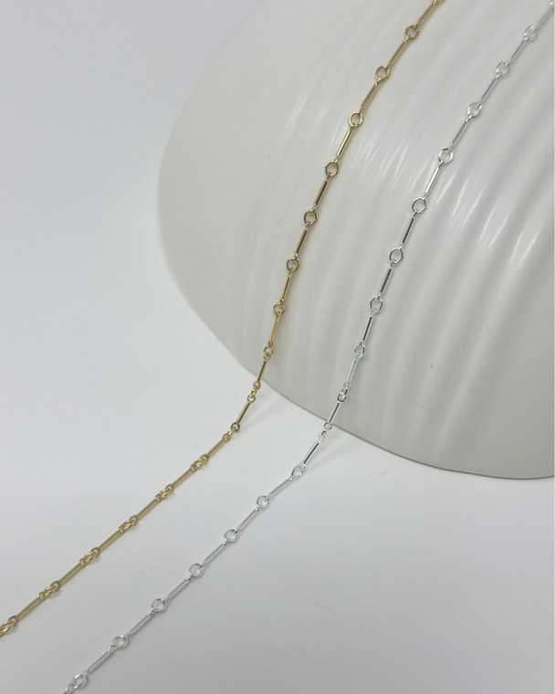 Tube Bar Chain: 14k Gold Filled or 925 Sterling Silver