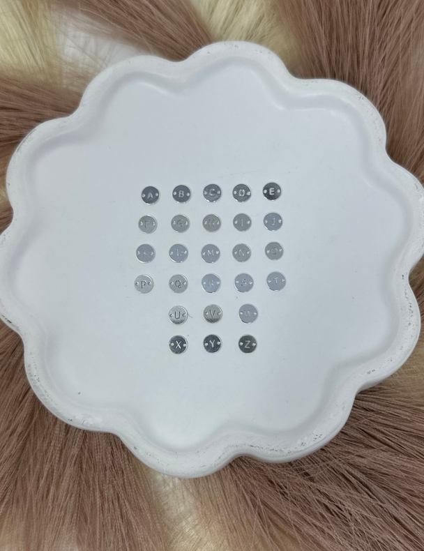 Letter Disc Charm: 925 Sterling Silver