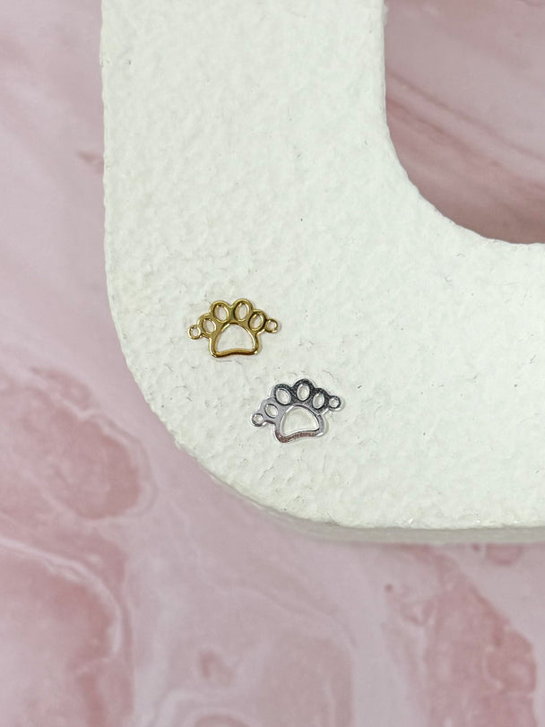Paw Print Charm: 14k Gold Filled and 925 Sterling Silver
