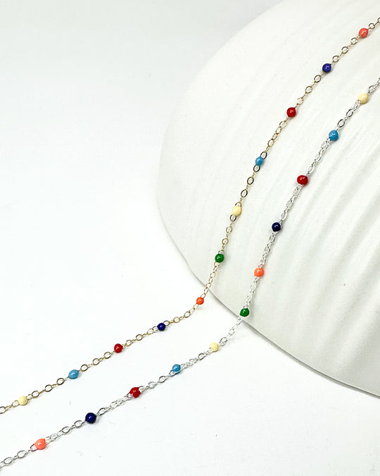 Rainbow Enamel Chain: 14k Gold Filled and 925 Sterling Silver