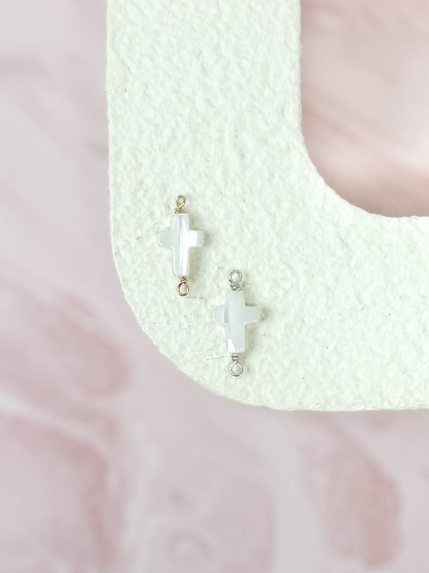 Pearl Cross Charm: 14k Gold Filled and 925 Sterling Silver