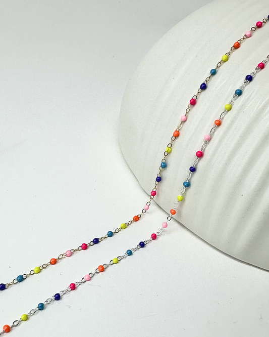 Bright Enamel Chain: 14k Gold Filled and 925 Sterling Silver