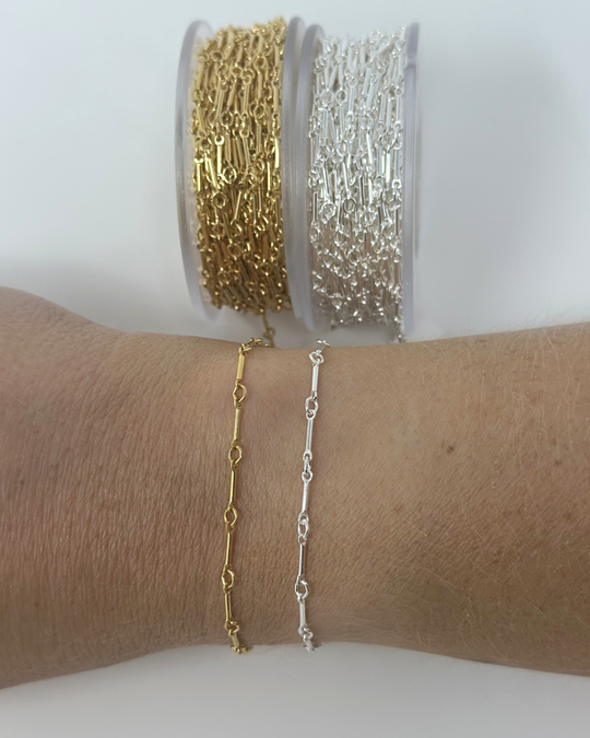 Tube Bar Chain: 14k Gold Filled or 925 Sterling Silver