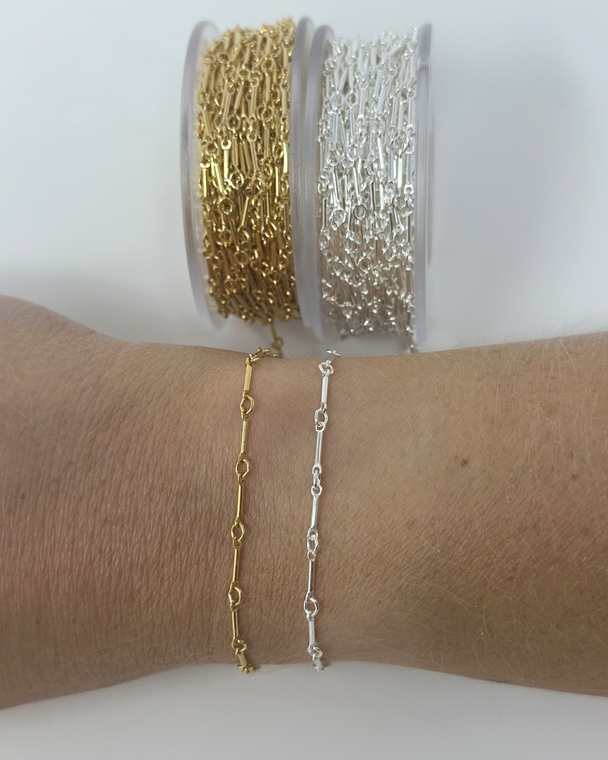 Tube Bar Chain: 14k Gold Filled or 925 Sterling Silver
