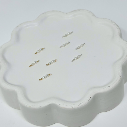 Tiny Double Pearl Charm: 14k Gold Filled and Sterling Silver