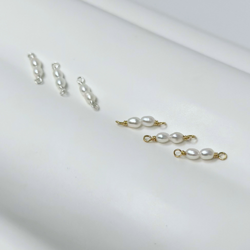 Tiny Double Pearl Charm: 14k Gold Filled and Sterling Silver