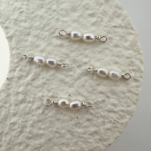 Tiny Double Pearl Charm: 14k Gold Filled and Sterling Silver