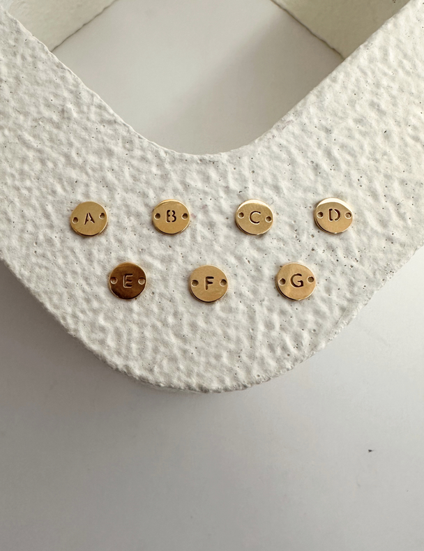 Letter Disc Charm: 14k Gold Filled