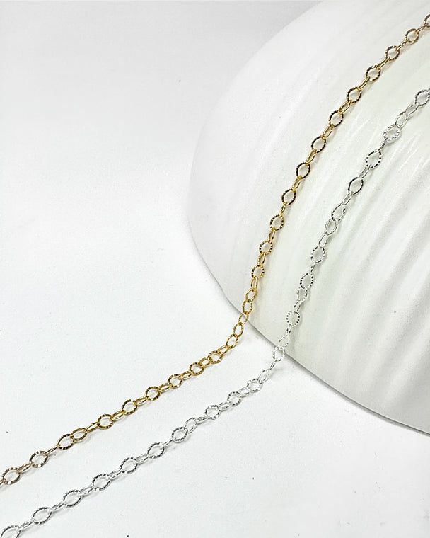 Diamond Cut Starburst Chain: 14k Gold Filled and 925 Sterling Silver