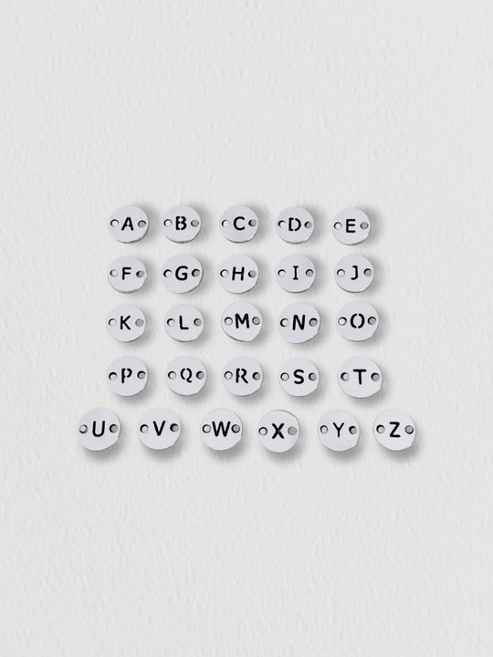 Letter Disc Charm: 925 Sterling Silver