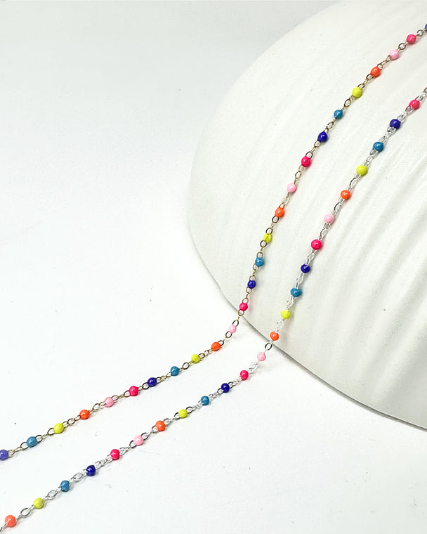 Bright Enamel Chain: 14k Gold Filled and 925 Sterling Silver