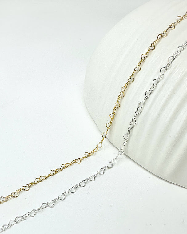 Heart Chain: 14k Gold Filled and Sterling Silver