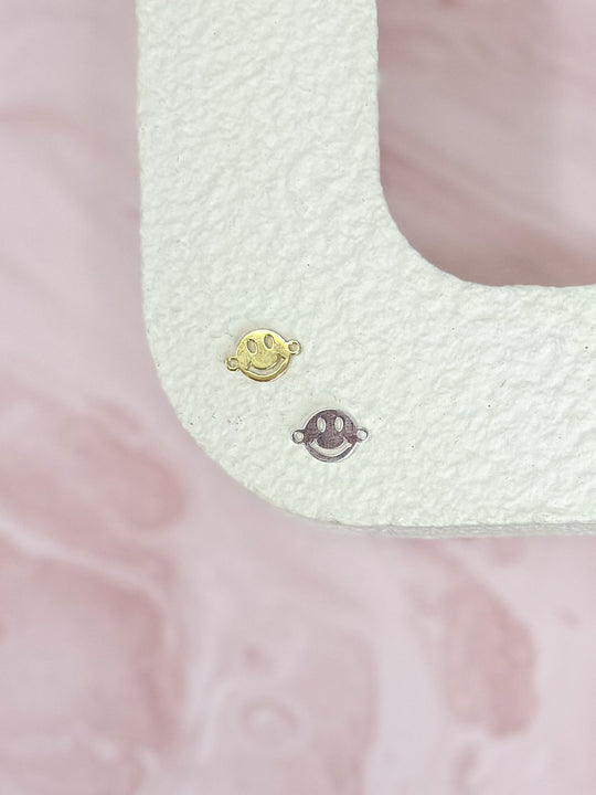Smiley Face Charm Connector: 14k Gold Filled or Sterling Silver
