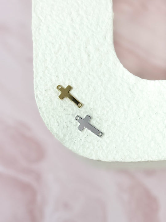 Cross Charm Connector Faith Charm: 14k Gold Filled or 925 Sterling Silver