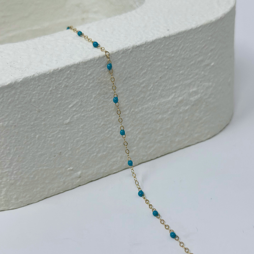 Blue Enamel Chain: 14k Gold Filled and 925 Sterling Silver