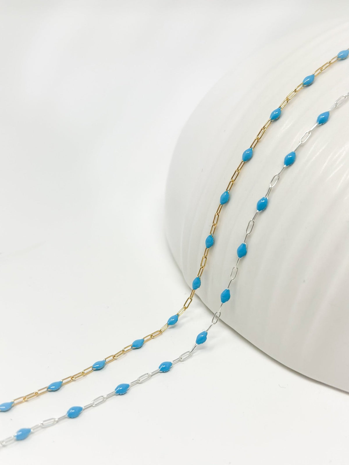 Blue Paperclip Enamel Chain: 14k Gold Filled or Sterling Silver - ForeverFindingsCo