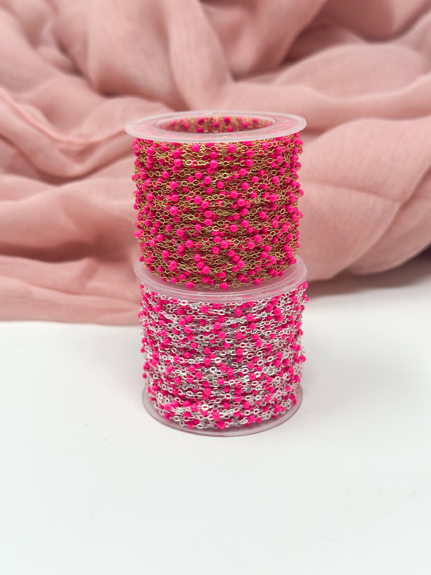 Hot Pink Enamel Chain: 14k Gold Filled or Sterling Silver