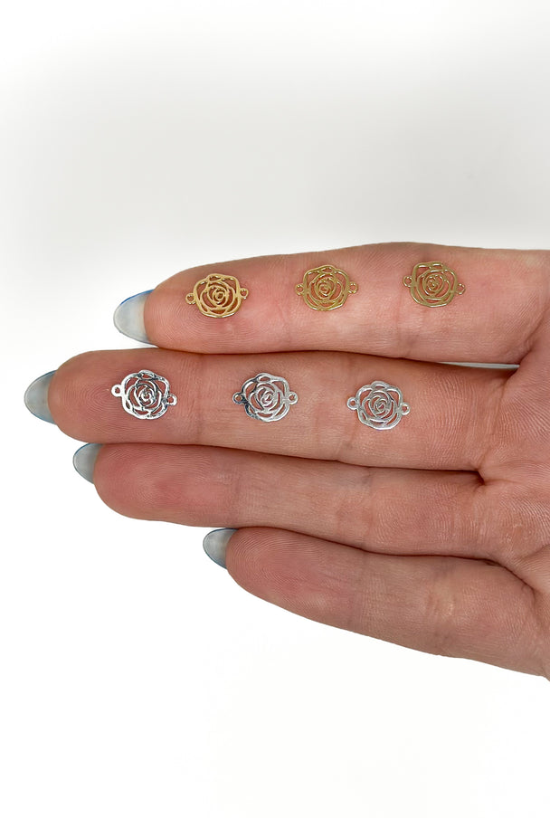 Rose Charm: 14k Gold Filled or 925 Sterling Silver