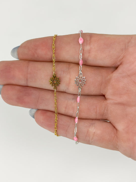 Flower Charm: 14k Gold Filled or 925 Sterling Silver