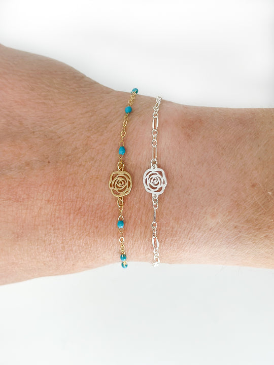 Rose Charm: 14k Gold Filled or 925 Sterling Silver