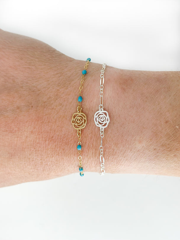 Rose Charm: 14k Gold Filled or 925 Sterling Silver
