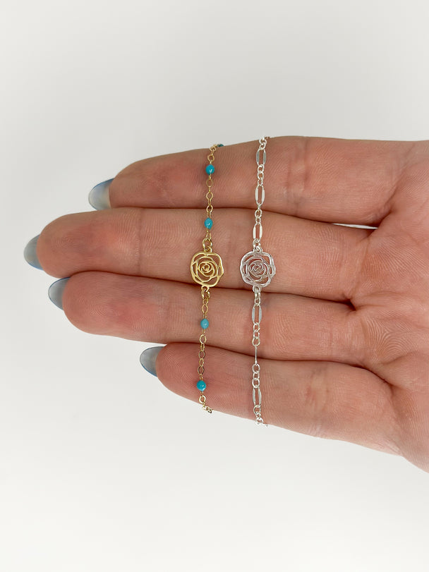 Rose Charm: 14k Gold Filled or 925 Sterling Silver
