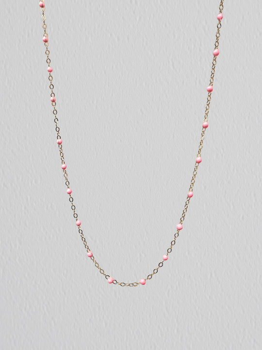 Pink Enamel Chain: 14k Gold Filled and 925 Sterling Silver