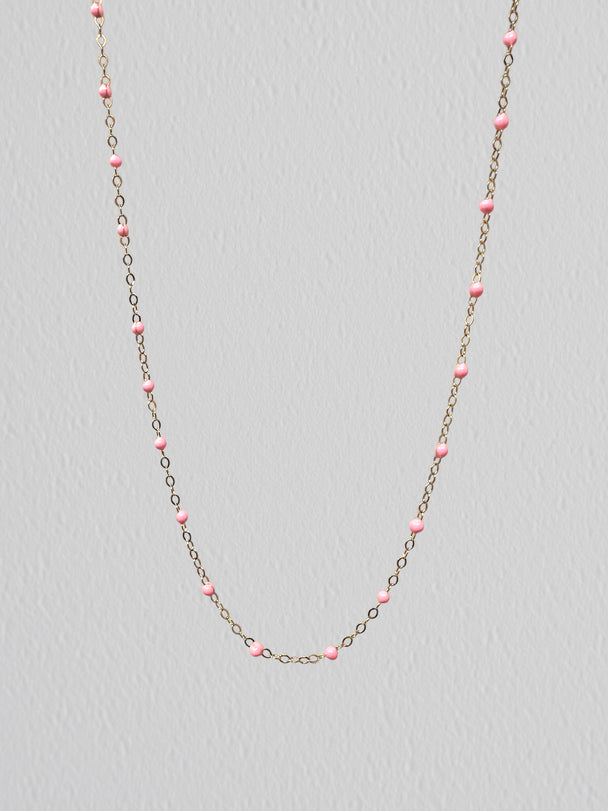 Pink Enamel Chain: 14k Gold Filled and 925 Sterling Silver