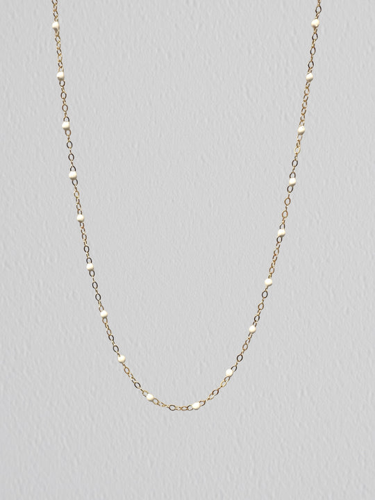 White Enamel Chain: 14k Gold Filled and 925 Sterling Silver