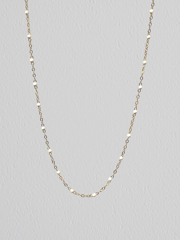 White Enamel Chain: 14k Gold Filled and 925 Sterling Silver