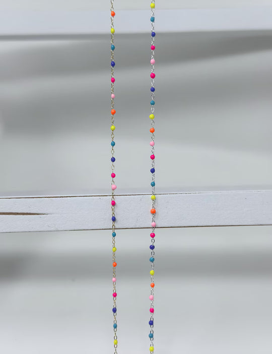 Bright Enamel Chain: 14k Gold Filled and 925 Sterling Silver