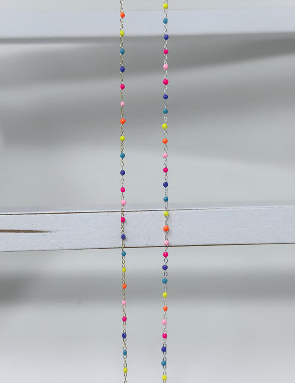 Bright Enamel Chain: 14k Gold Filled and 925 Sterling Silver
