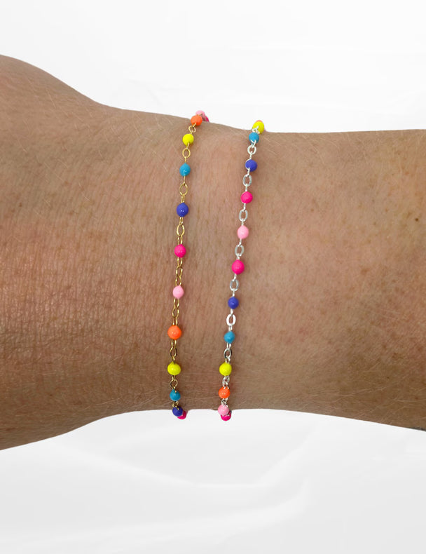 Bright Enamel Chain: 14k Gold Filled and 925 Sterling Silver