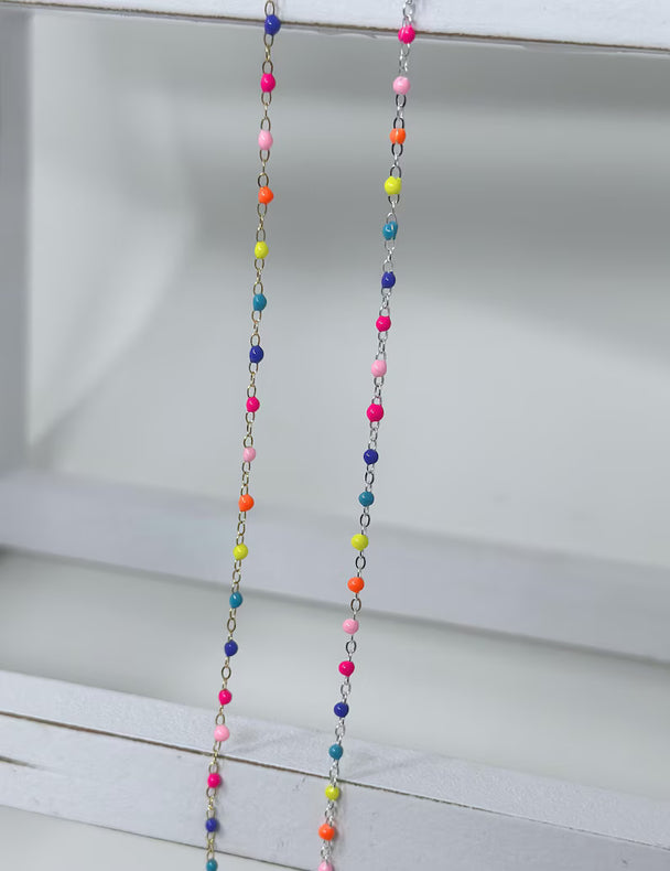 Bright Enamel Chain: 14k Gold Filled and 925 Sterling Silver