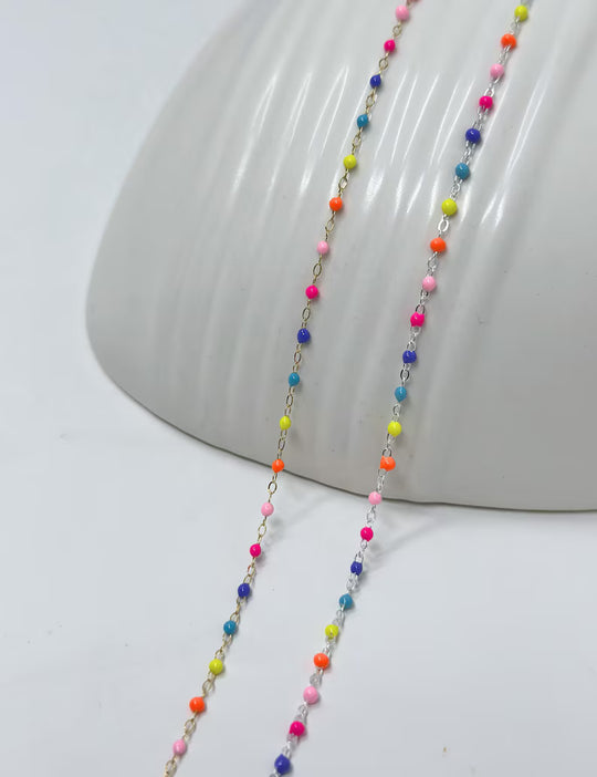 Bright Enamel Chain: 14k Gold Filled and 925 Sterling Silver