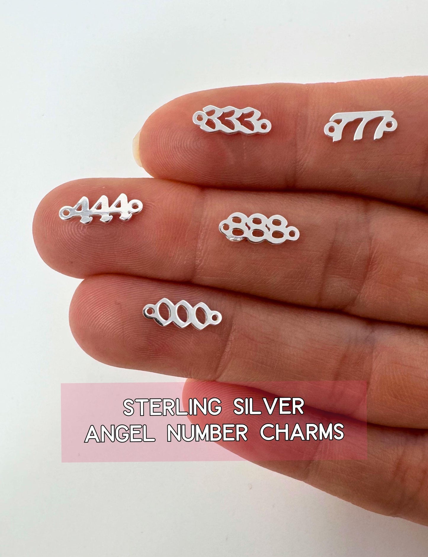 Angel Number Connector Charm Sterling Silver