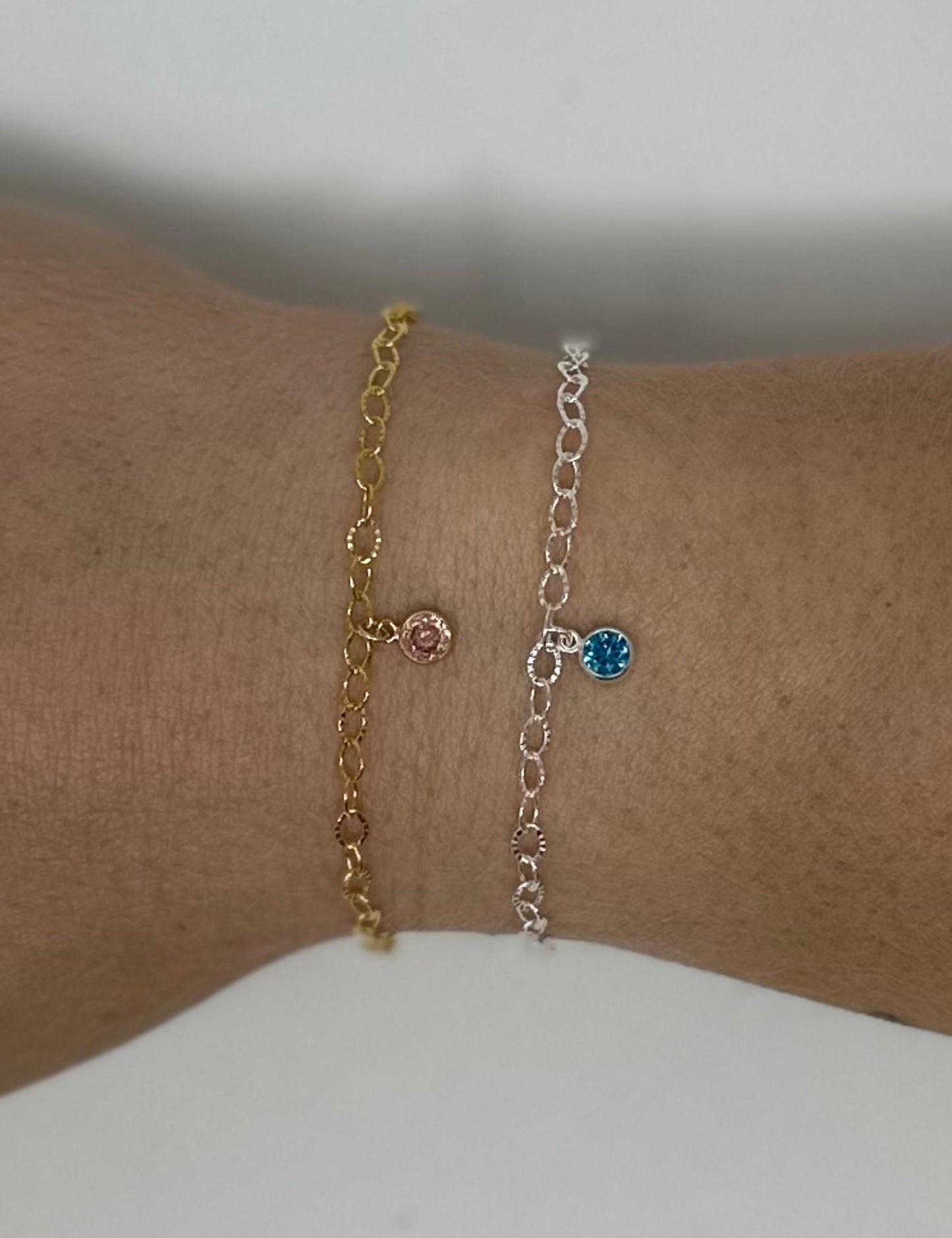 Birthstone Dangle Charm 4mm: 14k Gold Filled or Sterling Silver