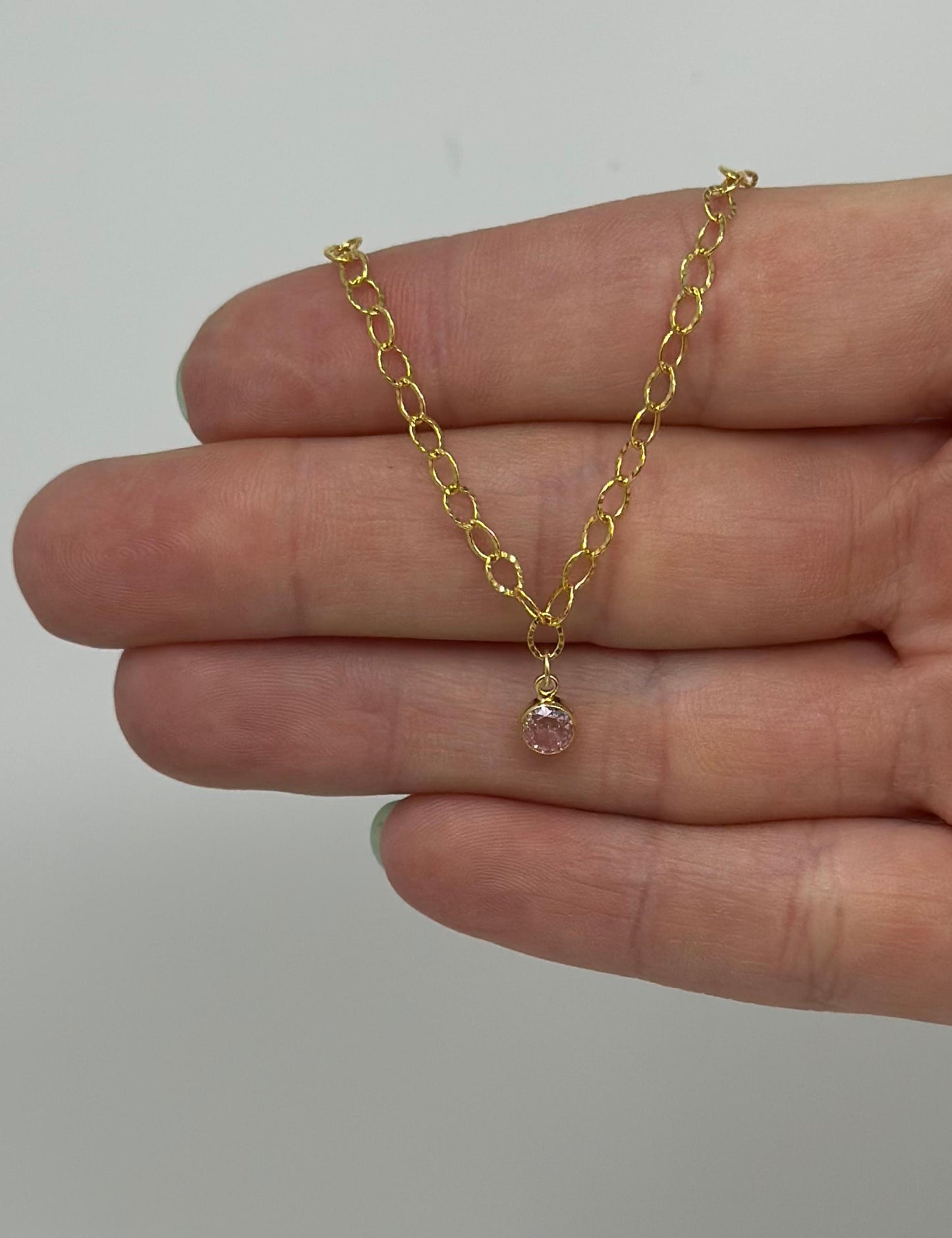 Birthstone Dangle Charm 4mm: 14k Gold Filled or Sterling Silver