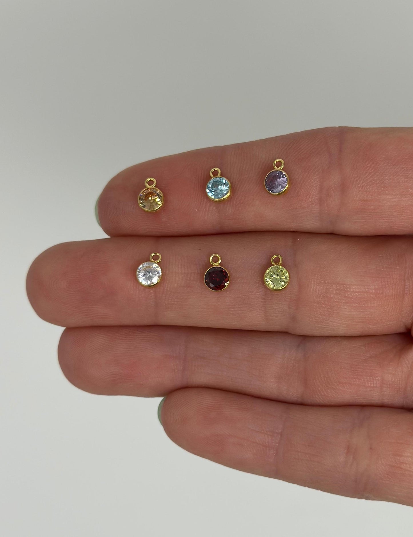 Birthstone Dangle Charm 4mm: 14k Gold Filled or Sterling Silver